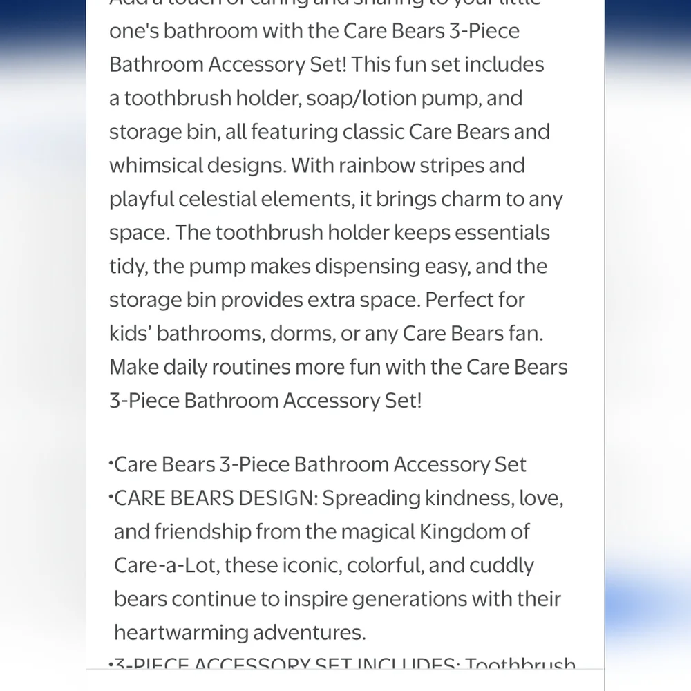 Care Bears 3-PC Bathroom Accessory Set